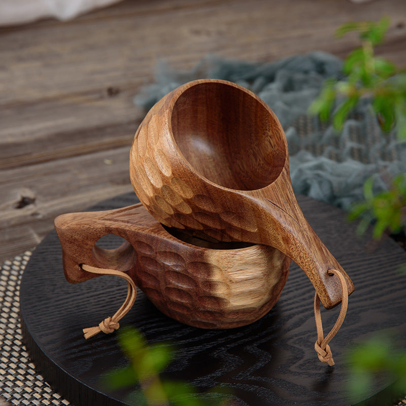 Strap Cup — Acacia Wood Cup, 220 ml