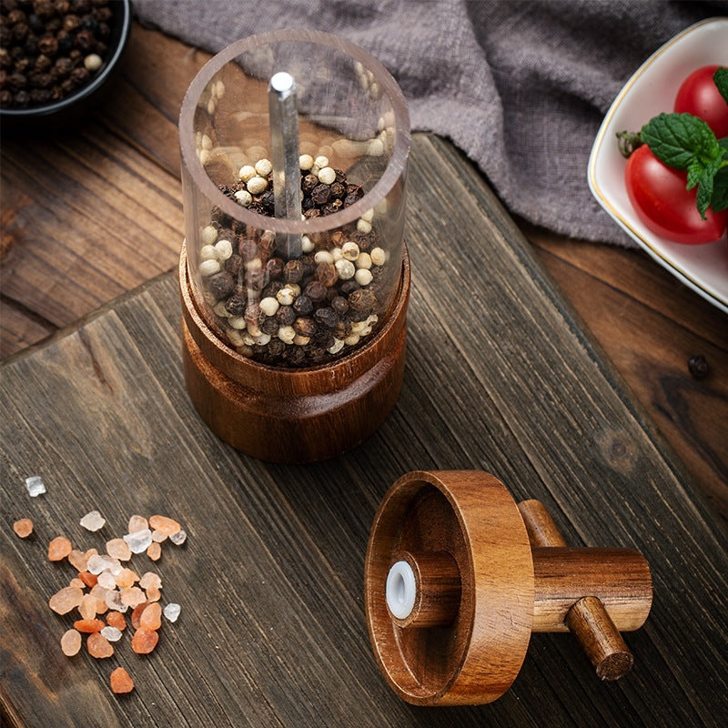 Peek Pepper Grinder — Clear Acrylic & Acacia