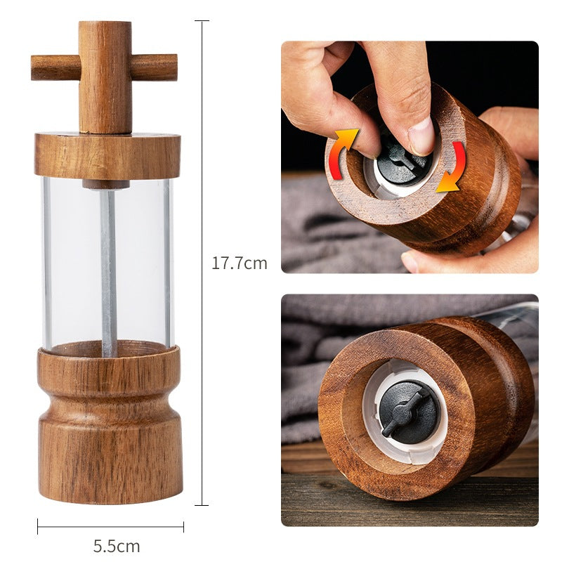 Peek Pepper Grinder — Clear Acrylic & Acacia