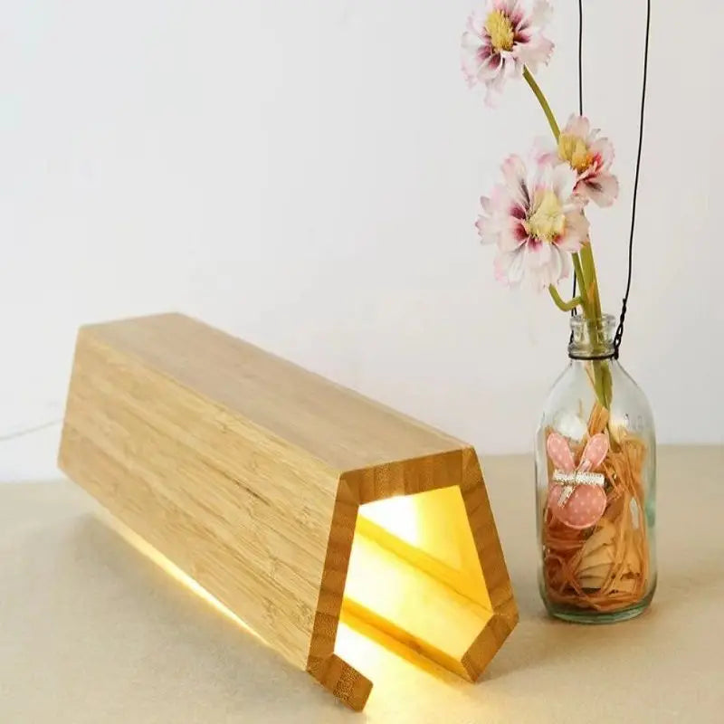 Natural Bamboo Night Lamp with Adjustable Nordic Design