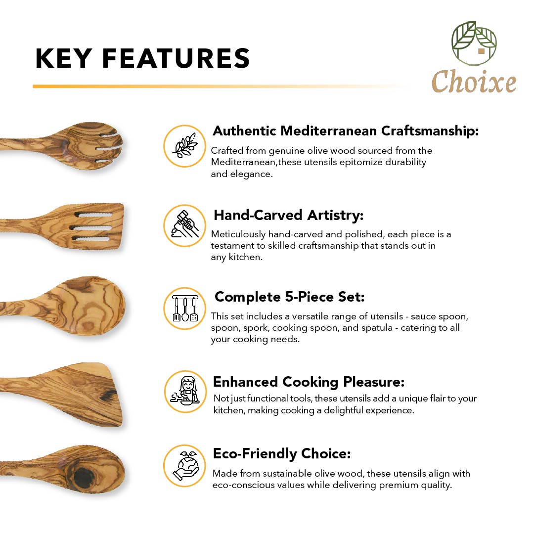 Starter Set — 5-Piece Olive Wood Utensil Set