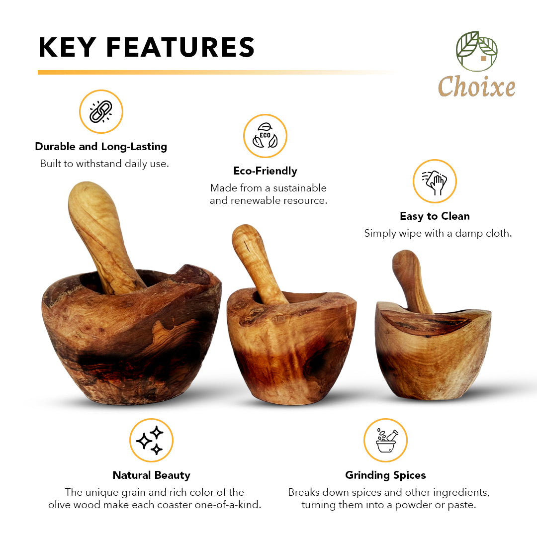 Grip Mortar — Olive Wood Mortar & Pestle