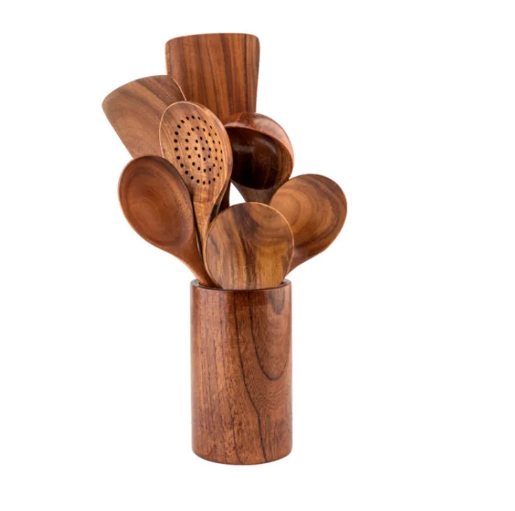NoScratch Set — Acacia Wood Utensil Set for Non-Stick Pans
