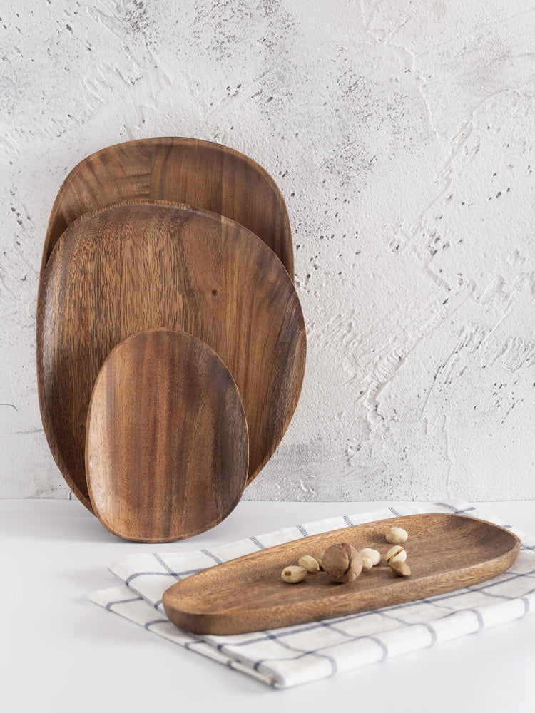 Freeform Snack Plate — Acacia Wood