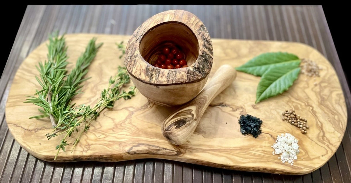 Grip Mortar — Olive Wood Mortar & Pestle