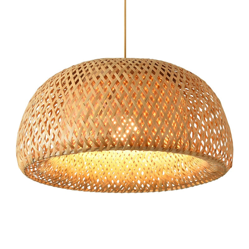 Ajiro Woven Bamboo Pendant — Hand-Plaited Lattice Shade