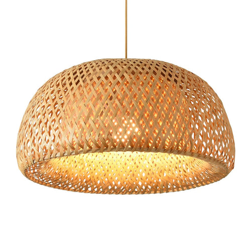 Ajiro Woven Bamboo Pendant — Hand-Plaited Lattice Shade