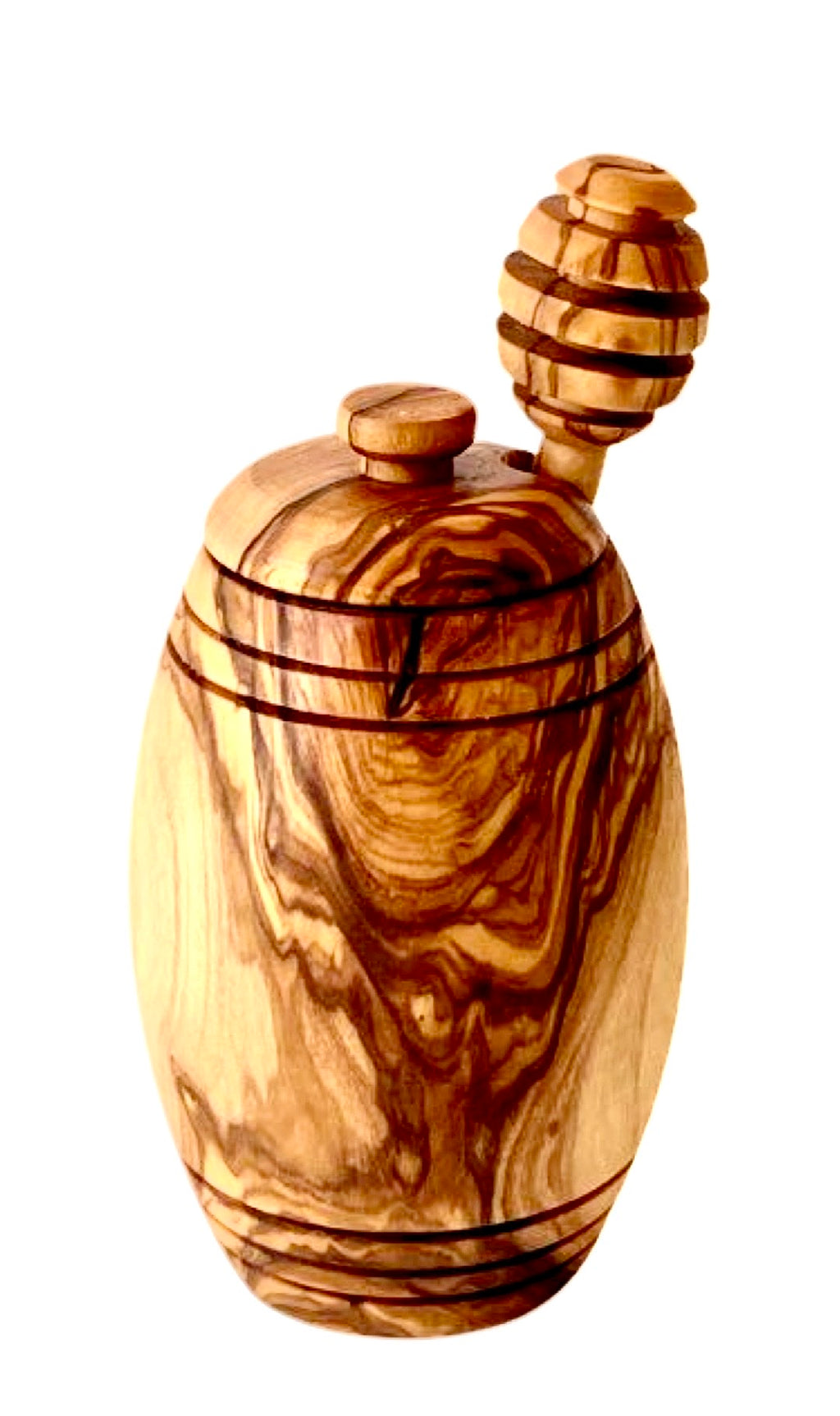 Dipper Honey Pot — Olive Wood with Dipper