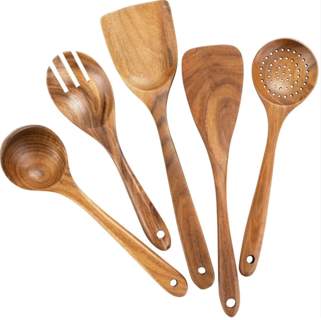 NoScratch Set — Acacia Wood Utensil Set for Non-Stick Pans