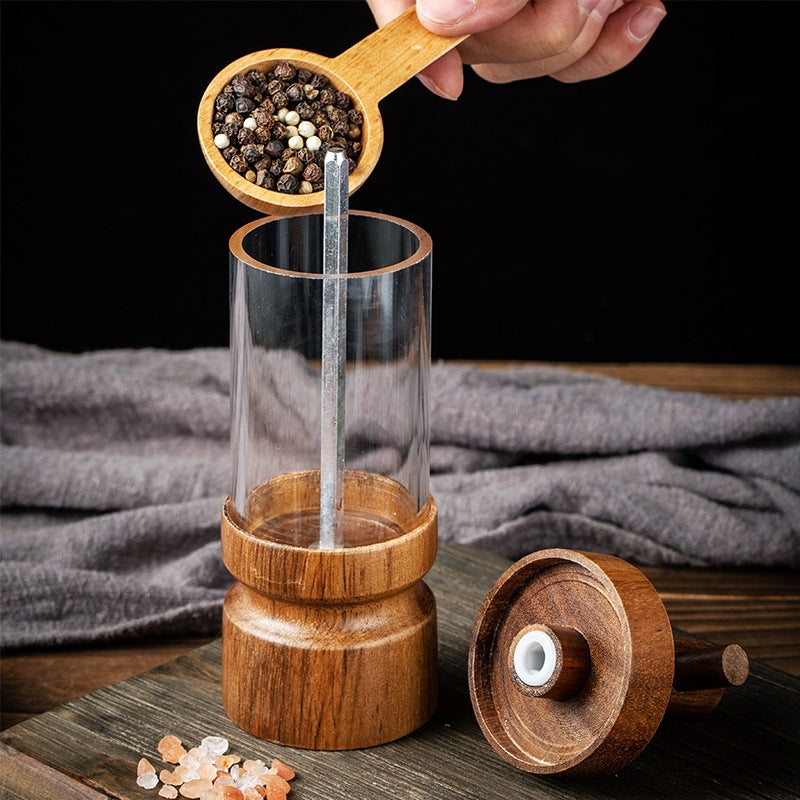 Peek Pepper Grinder — Clear Acrylic & Acacia