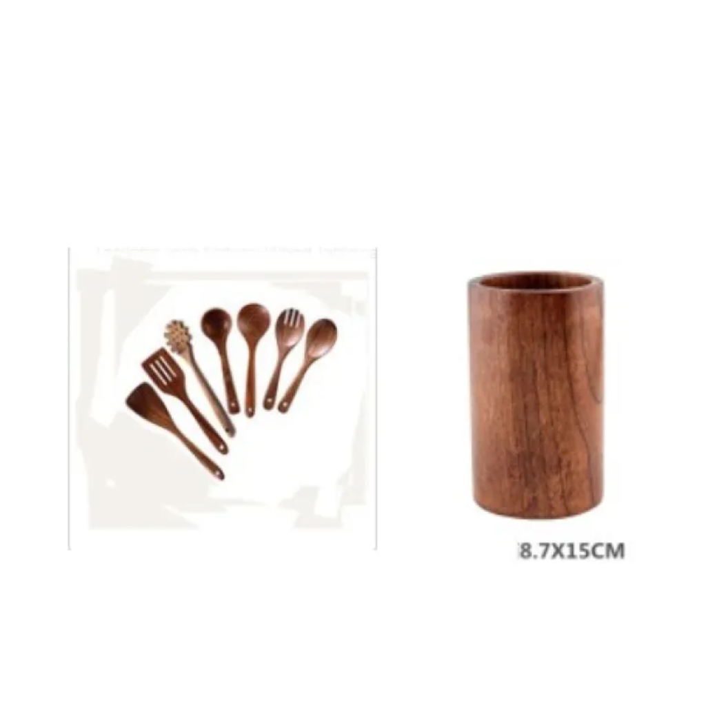 NoScratch Set — Acacia Wood Utensil Set for Non-Stick Pans