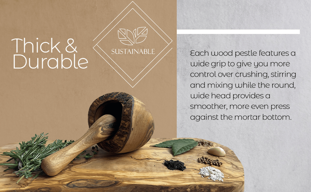 Grip Mortar — Olive Wood Mortar & Pestle