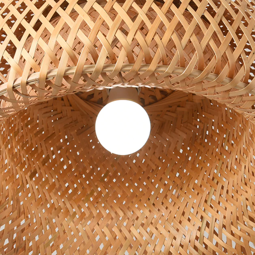Ajiro Woven Bamboo Pendant — Hand-Plaited Lattice Shade