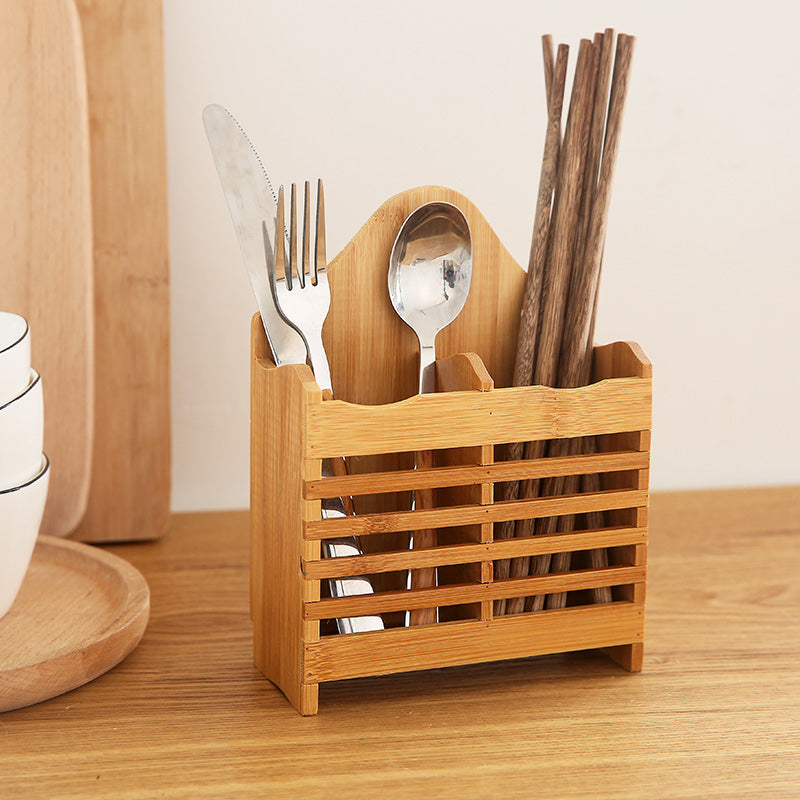 Offcounter Chopstick Holder — Wall-Mounted Bamboo & Wood