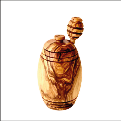 Dipper Honey Pot — Olive Wood with Dipper