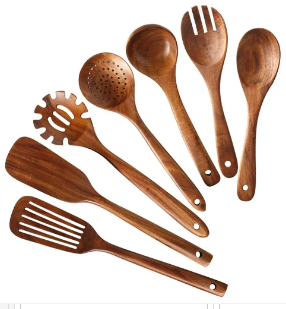 NoScratch Set — Acacia Wood Utensil Set for Non-Stick Pans