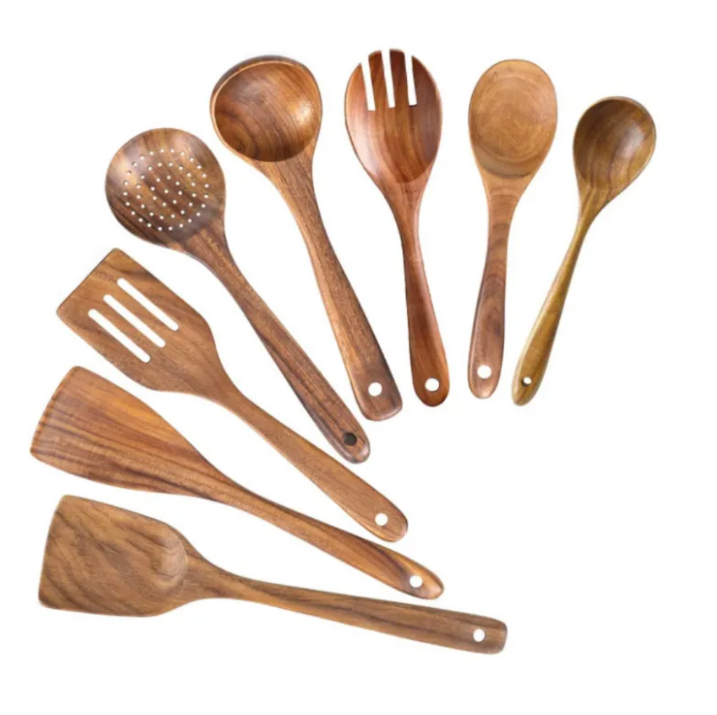 NoScratch Set — Acacia Wood Utensil Set for Non-Stick Pans