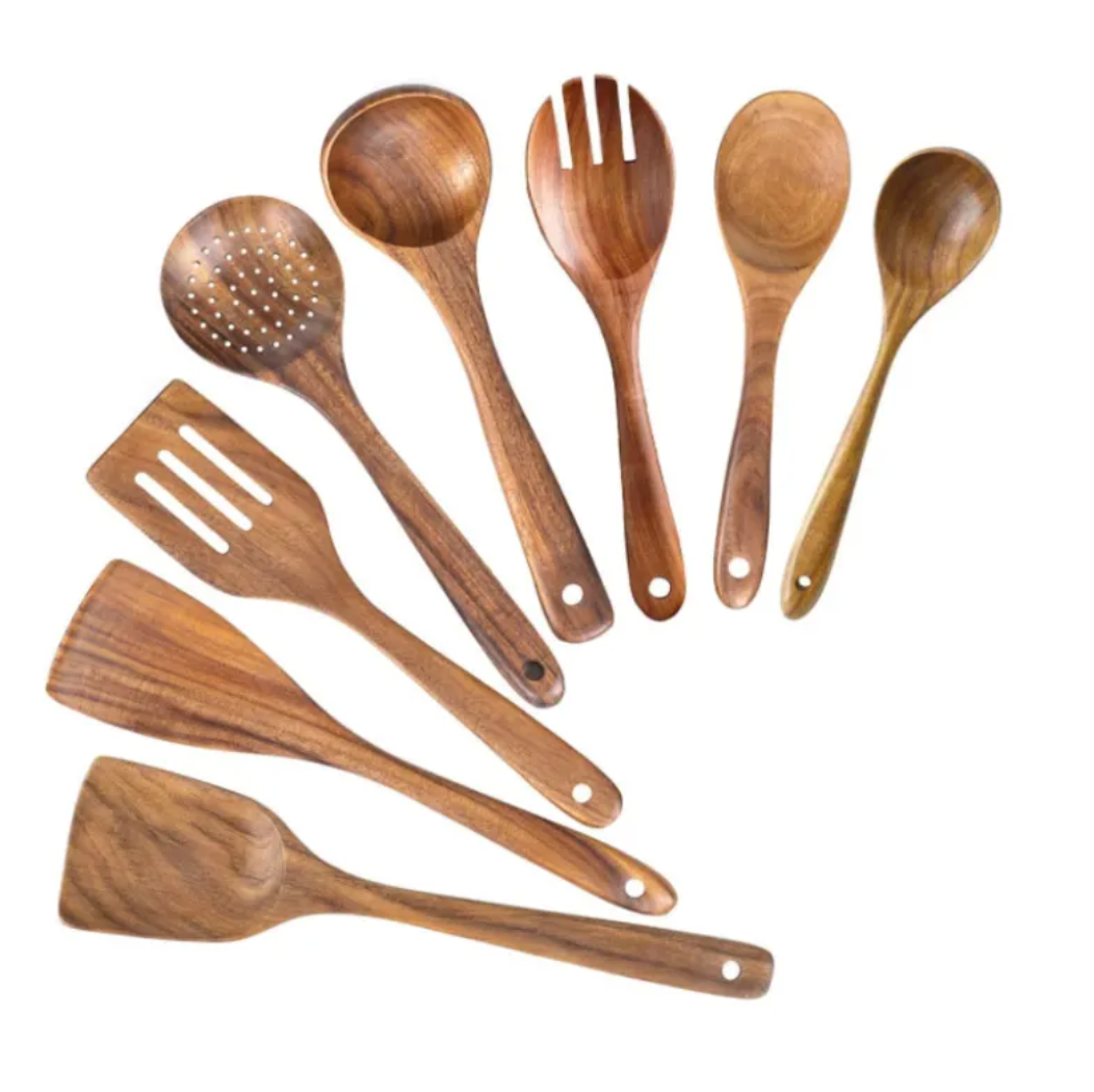 NoScratch Set — Acacia Wood Utensil Set for Non-Stick Pans