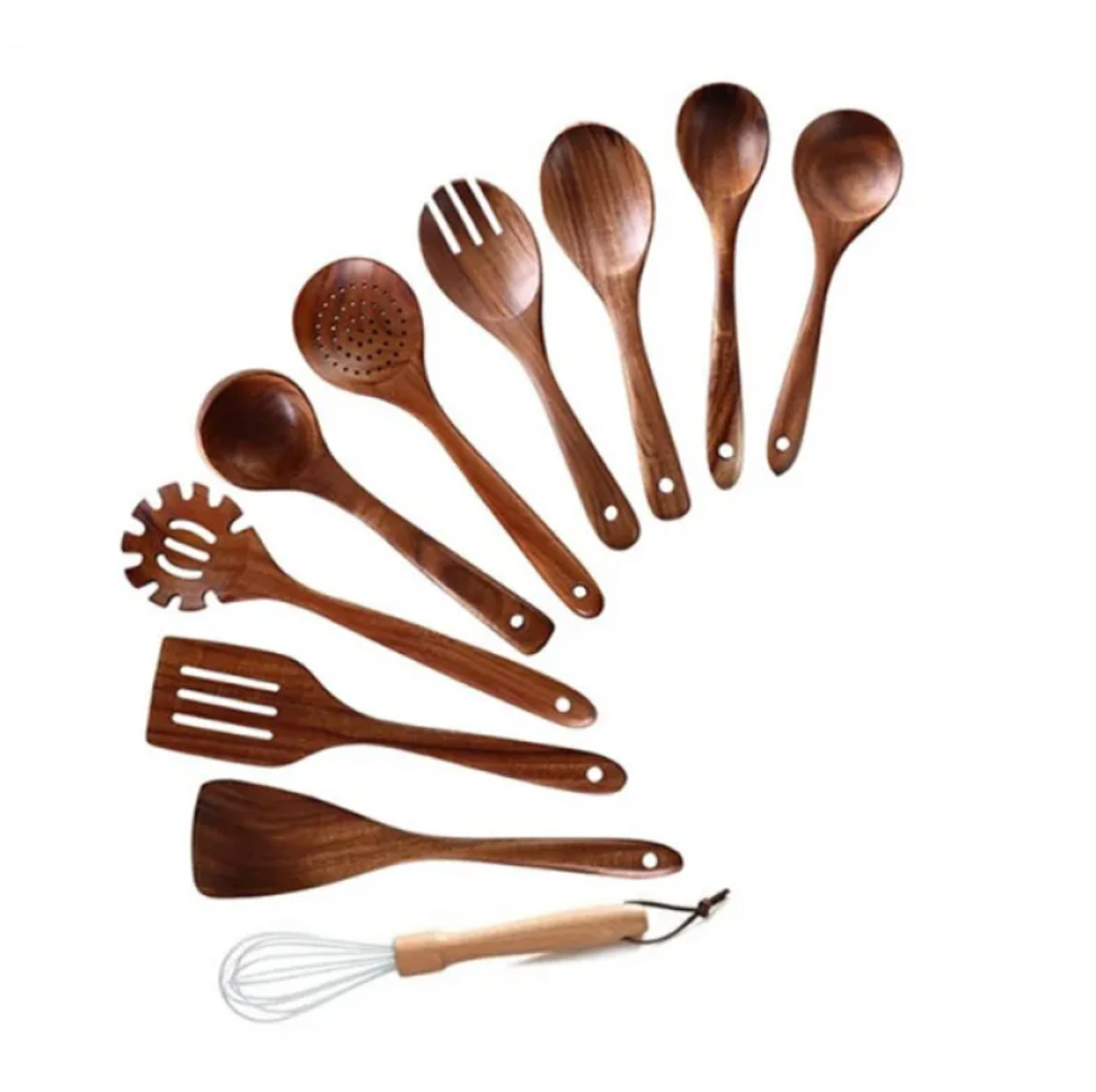 NoScratch Set — Acacia Wood Utensil Set for Non-Stick Pans
