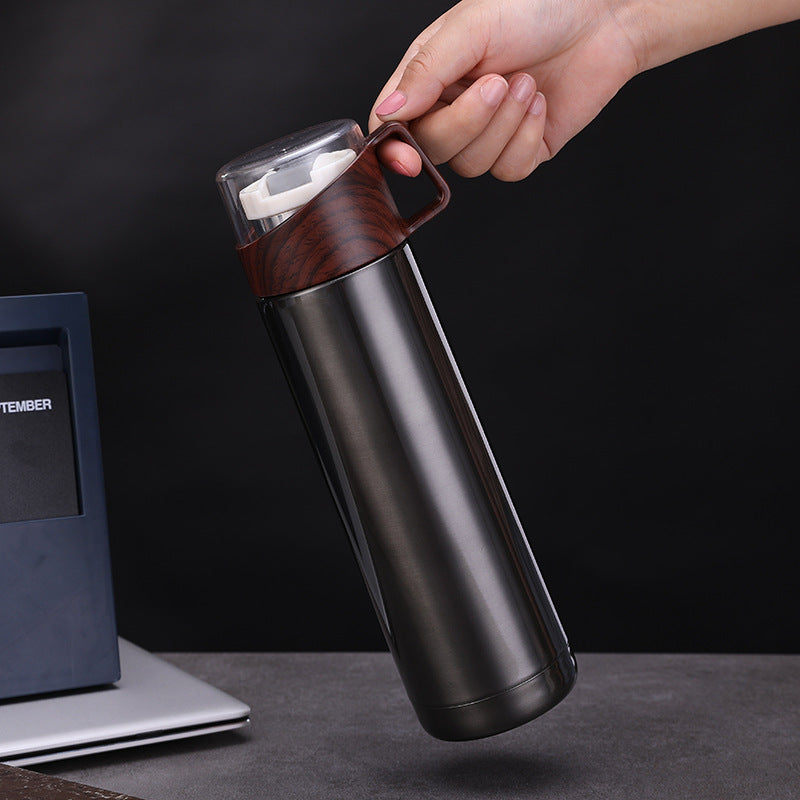 StayWarm Travel Mug — Wood-Grain Insulated Steel