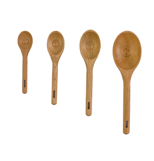 Batter Spoons — 4-Piece Unpainted Beech Spoon Set