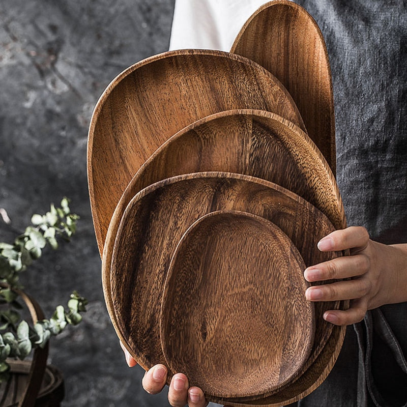 Freeform Snack Plate — Acacia Wood