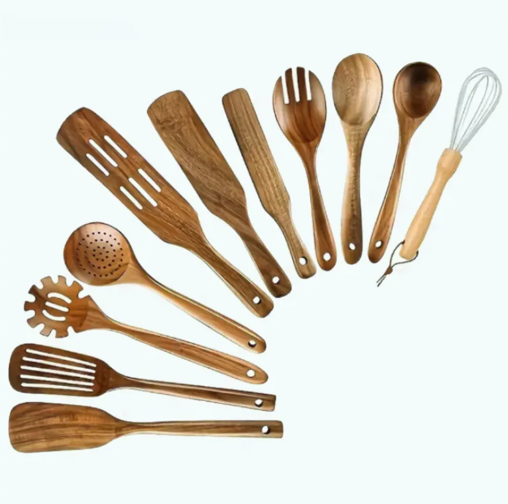 NoScratch Set — Acacia Wood Utensil Set for Non-Stick Pans