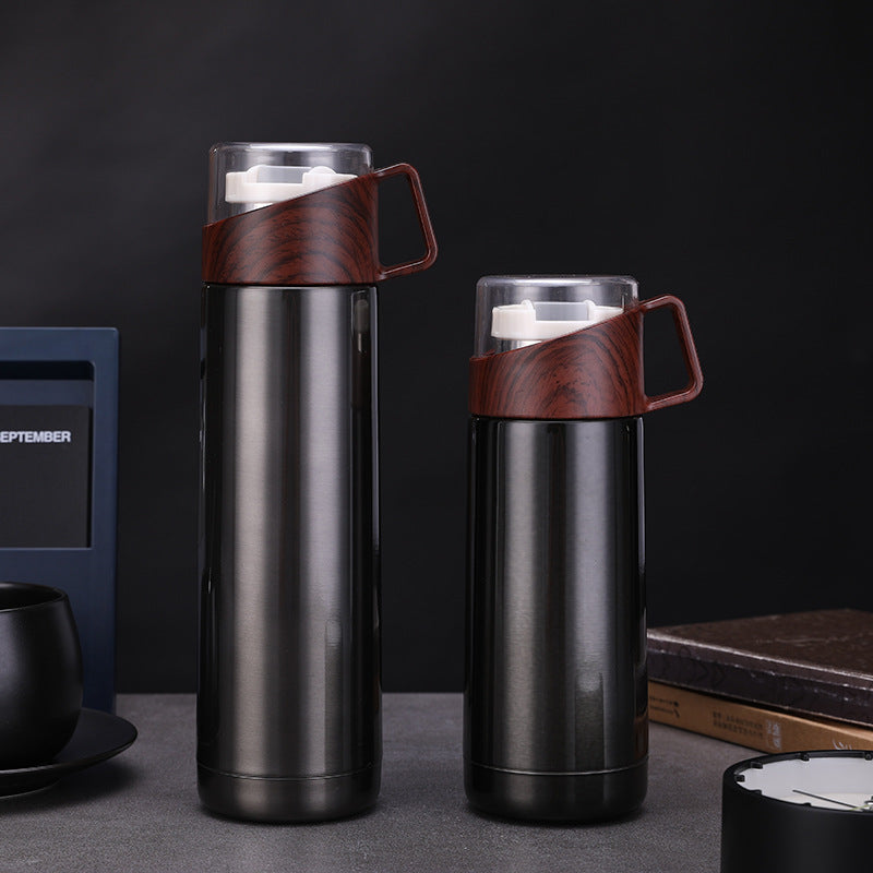 StayWarm Travel Mug — Wood-Grain Insulated Steel