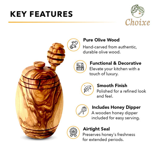 Dipper Honey Pot — Olive Wood with Dipper