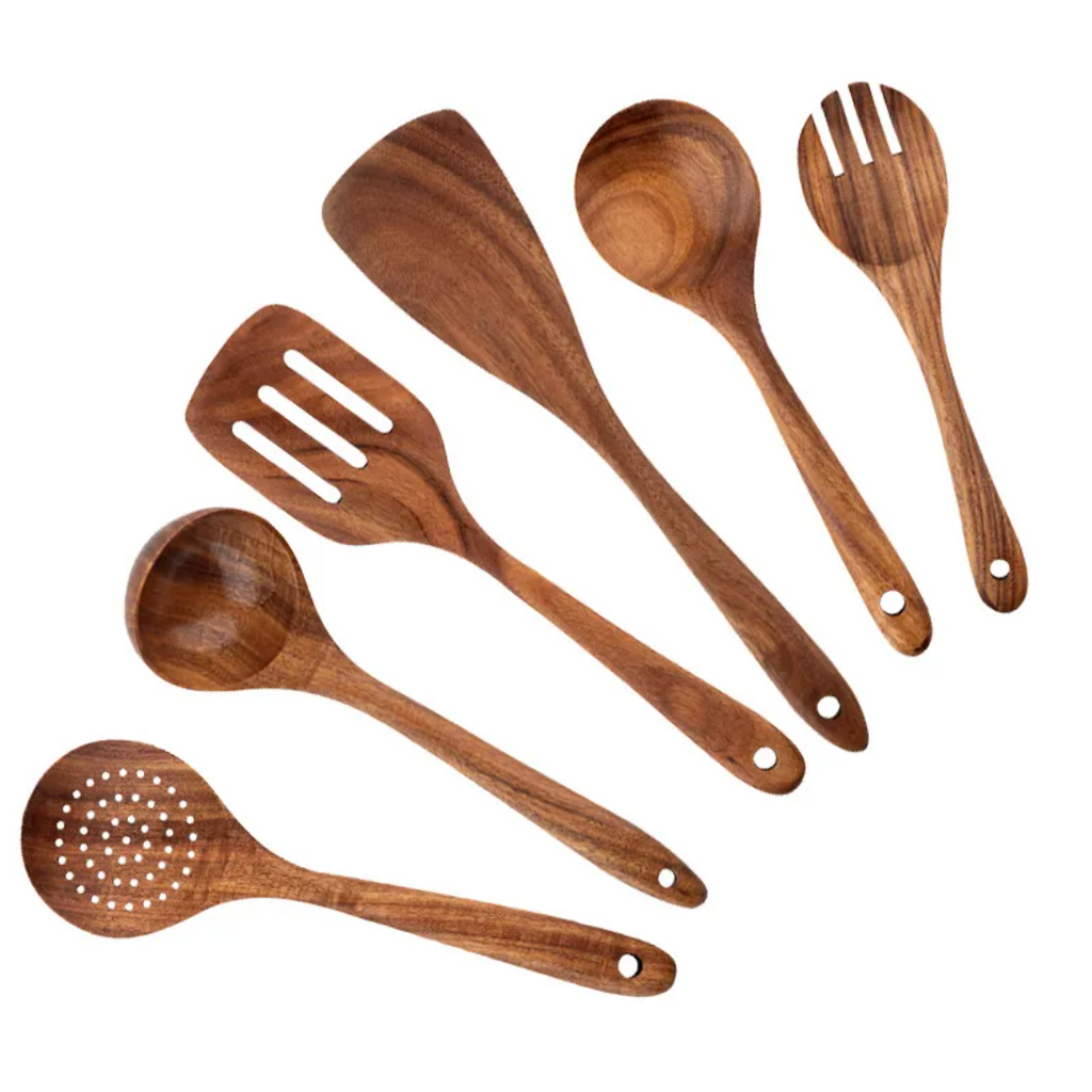 NoScratch Set — Acacia Wood Utensil Set for Non-Stick Pans