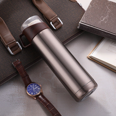 StayWarm Travel Mug — Wood-Grain Insulated Steel