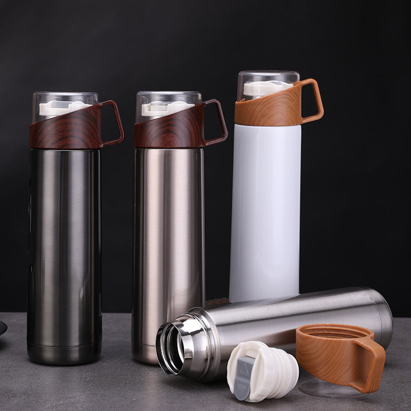 StayWarm Travel Mug — Wood-Grain Insulated Steel