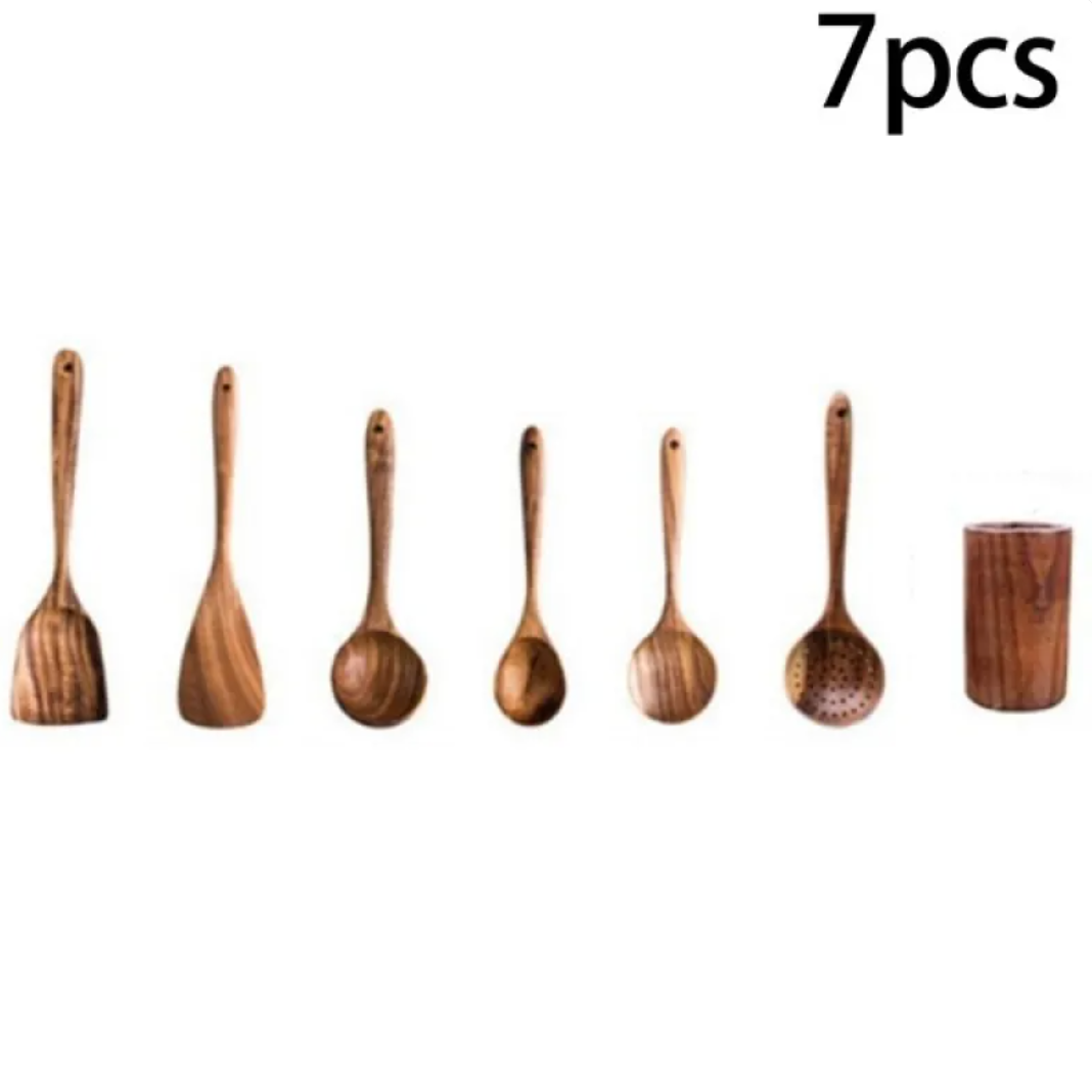 NoScratch Set — Acacia Wood Utensil Set for Non-Stick Pans