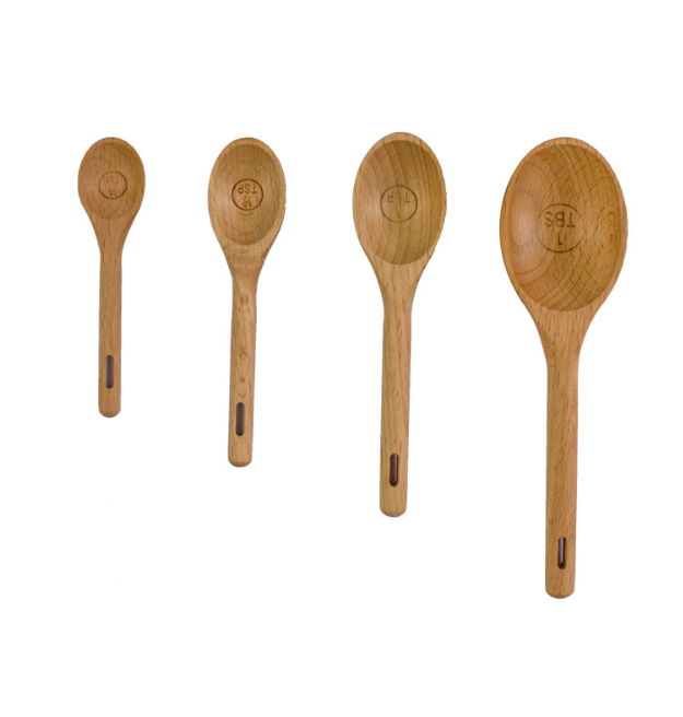 Batter Spoons — 4-Piece Unpainted Beech Spoon Set