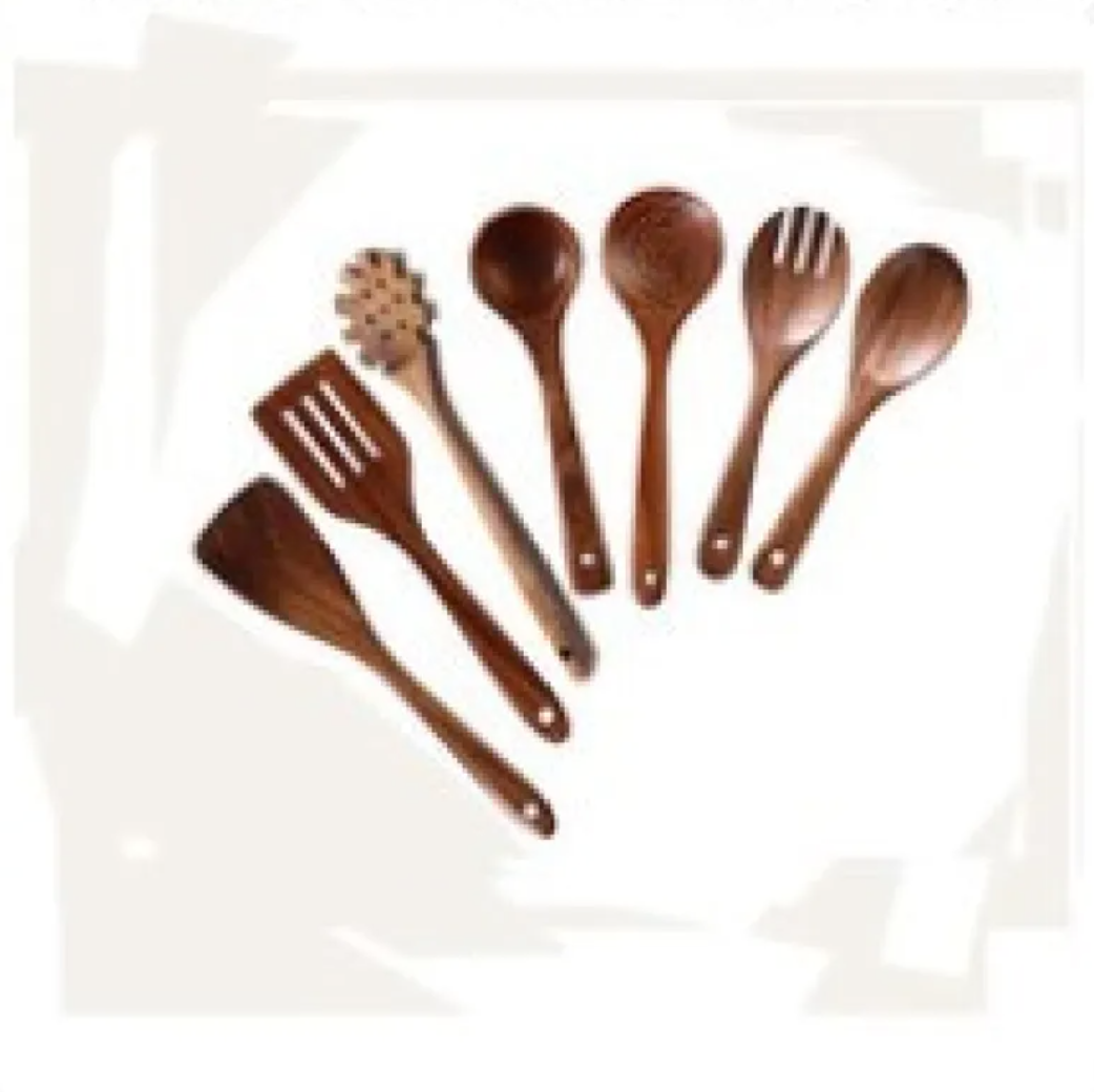 NoScratch Set — Acacia Wood Utensil Set for Non-Stick Pans