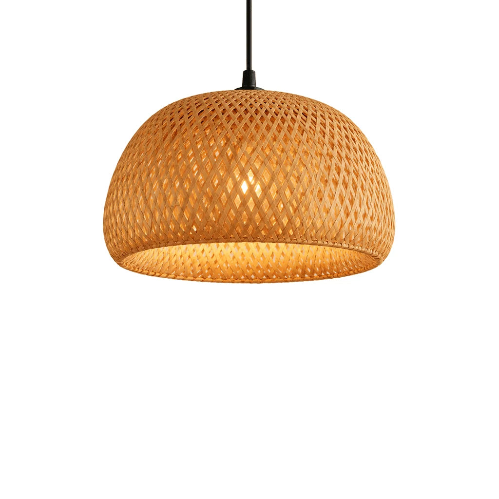 Woven bamboo pendant shade, product view